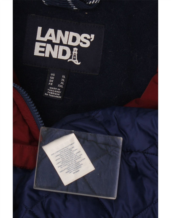 Lands End giacca a vento oversize con cappuccio da donna UK 18 XL nylon bordeaux