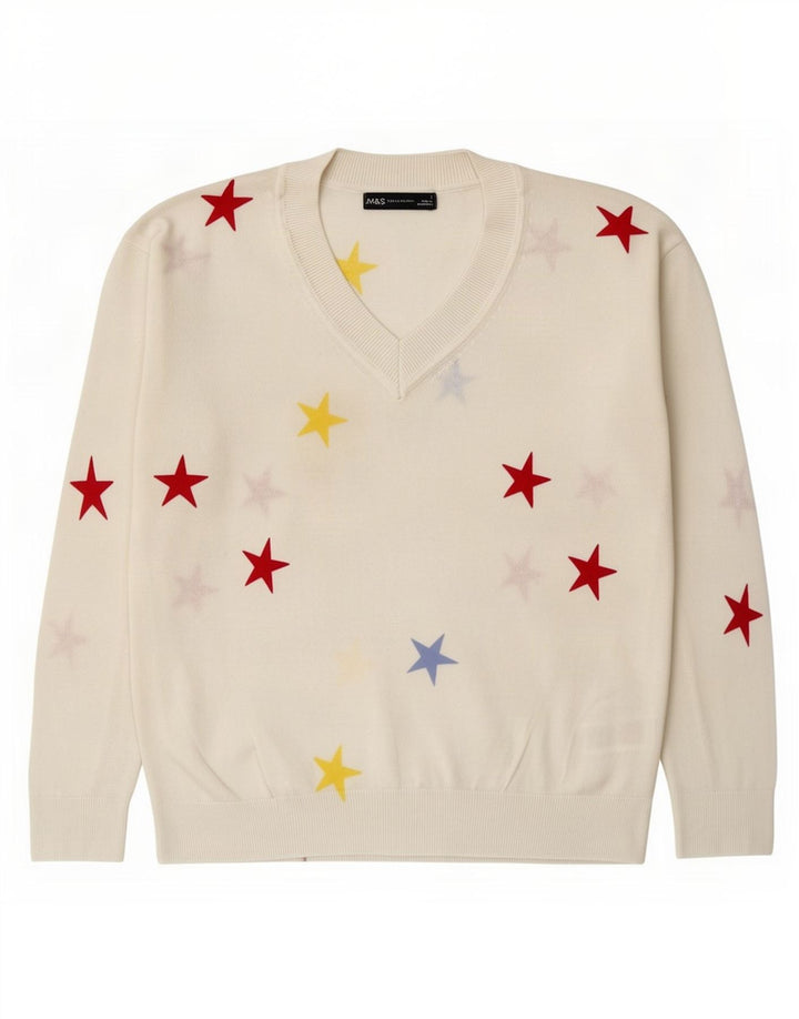 Maglione da donna con scollo a V e motivo astratto Marks & Spencer UK 10 Small W