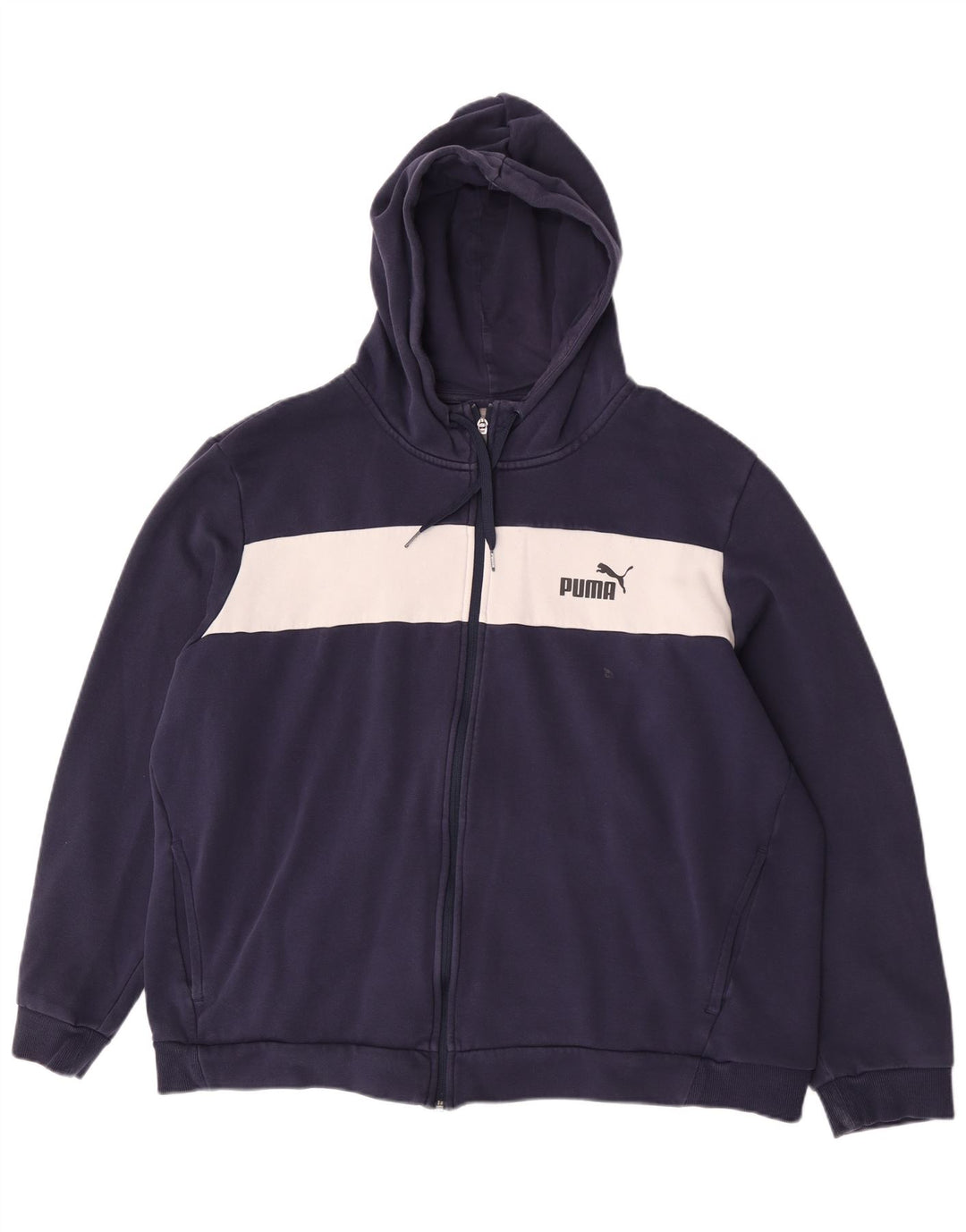 Felpa con cappuccio e zip da uomo Puma 2XL Poliestere color block blu navy