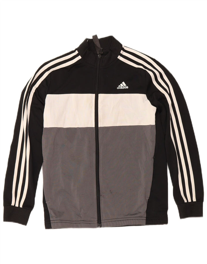 Giacca da tuta da ragazzo Adidas 9-10 anni in poliestere color block nero