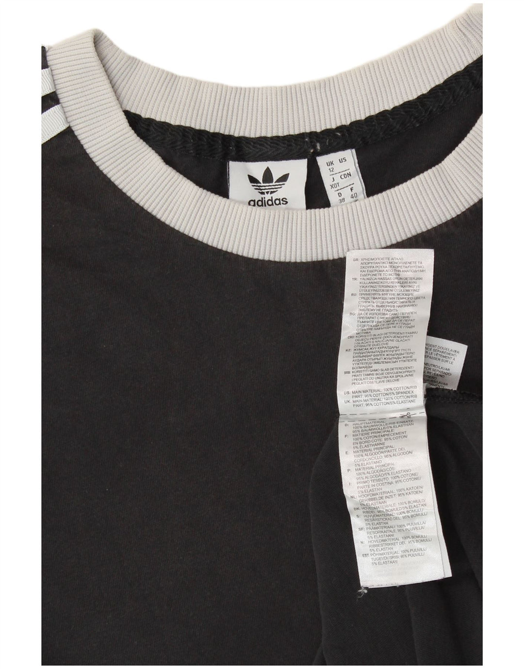 T-shirt grafica da donna ADIDAS Top UK 12 cotone medio nero