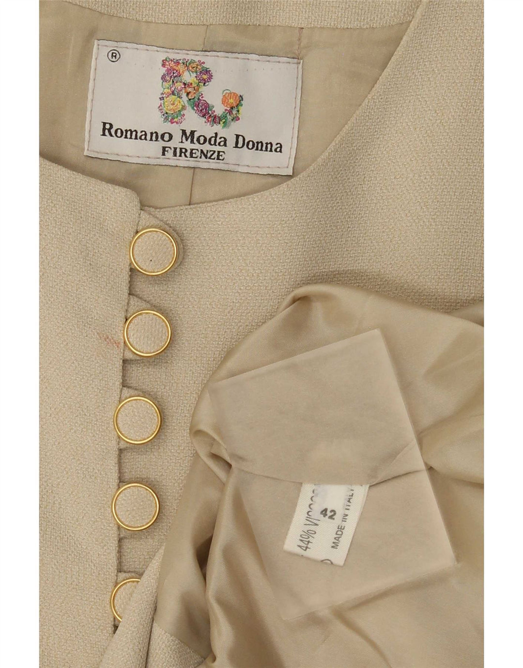 Giacca blazer grafica da donna vintage IT 42 Stampa animalier beige medio