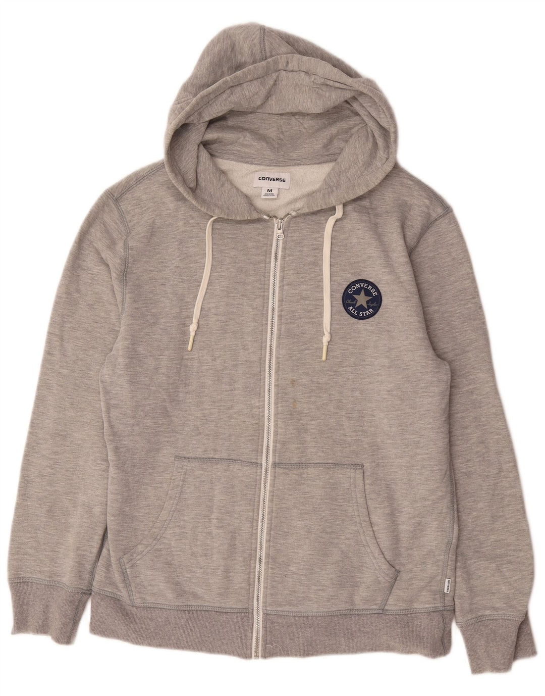 Maglione con cappuccio e zip da uomo Converse in cotone grigio medio