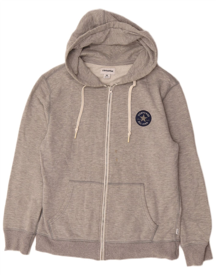Maglione con cappuccio e zip da uomo Converse in cotone grigio medio
