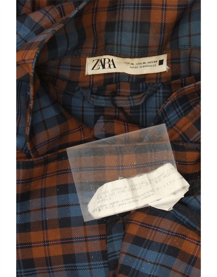 Cappotto con cappuccio da uomo Zara UK 42 XL Poliestere a quadri multicolore