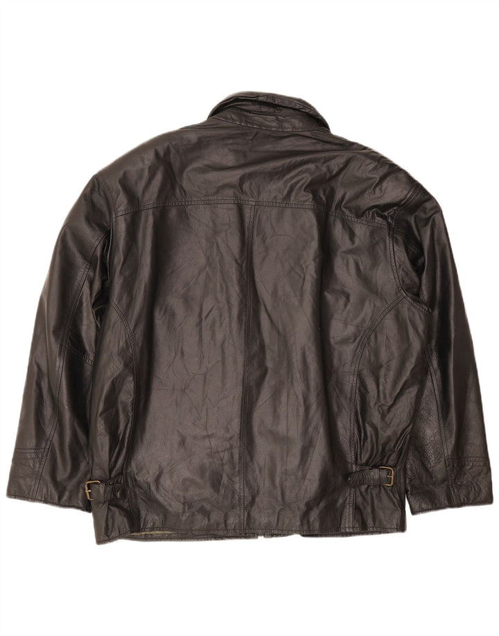 Giacca in pelle vintage da uomo UK 42 XL nera