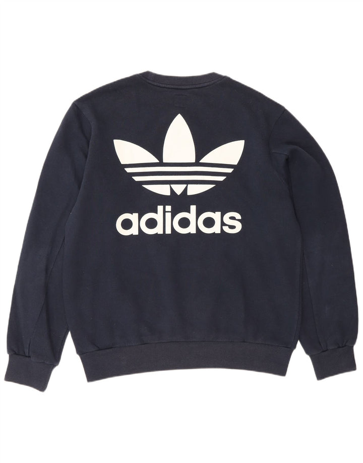 Felpa grafica da uomo Adidas piccola in cotone blu navy