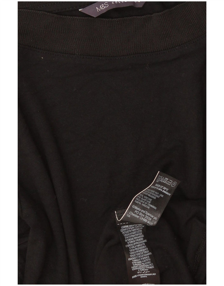 Marks & Spencer Top da donna manica 3/4 UK 18 XL viscosa nera