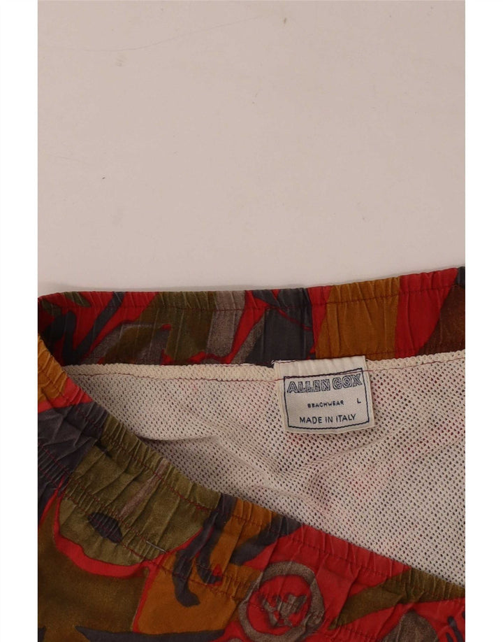 Allen Cox Pantaloncini da bagno da uomo con motivo astratto, grandi, in cotone multicolore