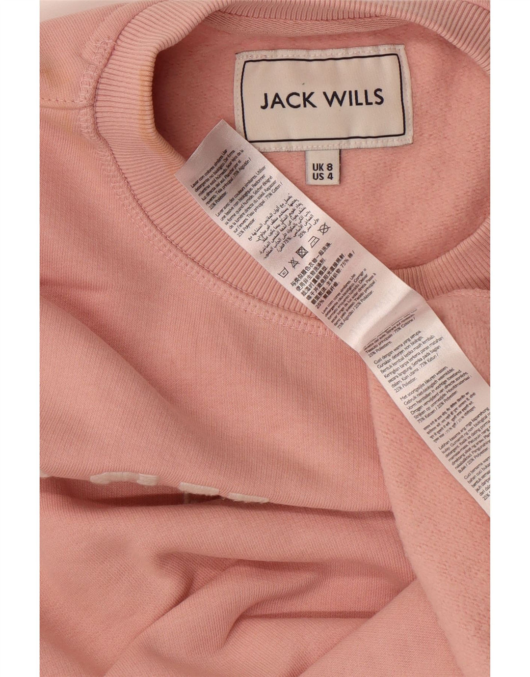 JACK WILLS Womens Oversized Graphic Sweatshirt Jumper UK 8 Small Pink