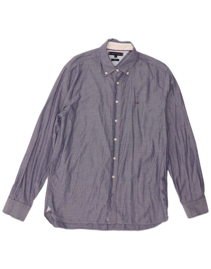 Camicia da uomo Regular Fit Tommy Hilfiger Large in cotone blu navy