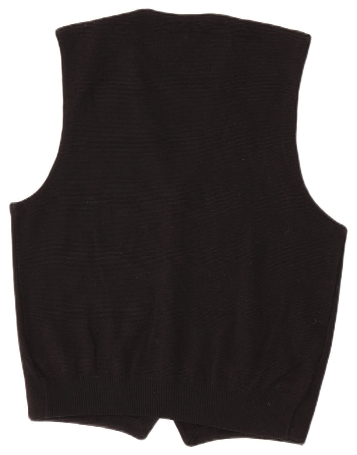 Maglione Cardigan Senza Maniche Uomo Bramante IT 48 Medio Nero Lana Vergine