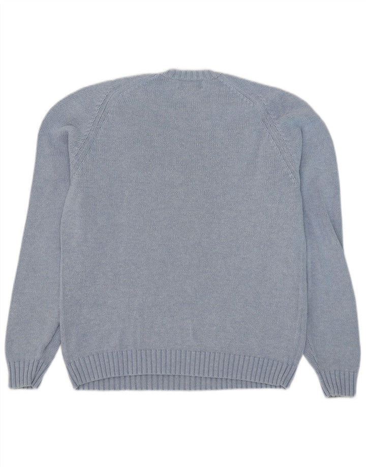 Maglione maglione girocollo da donna Lands End UK 10/12 Cotone blu medio