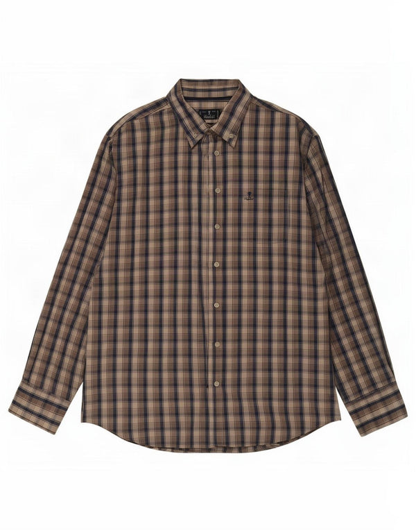 Camicia vintage da uomo 2XL in cotone a quadri marrone