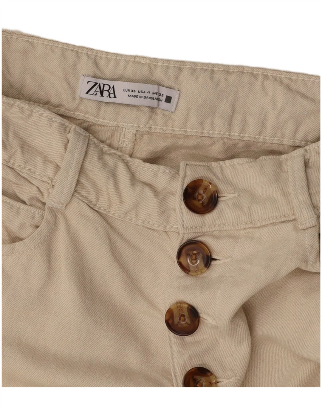Pantaloni cropped larghi a vita alta da donna ZARA EU 36 XS W26 L25 Beige