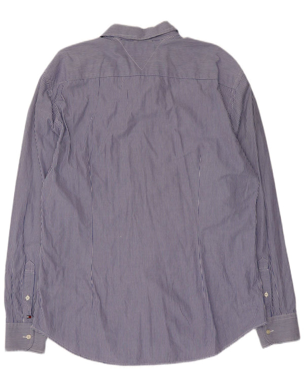 Camicia slim fit da uomo Tommy Hilfiger 2XL cotone gessato blu navy