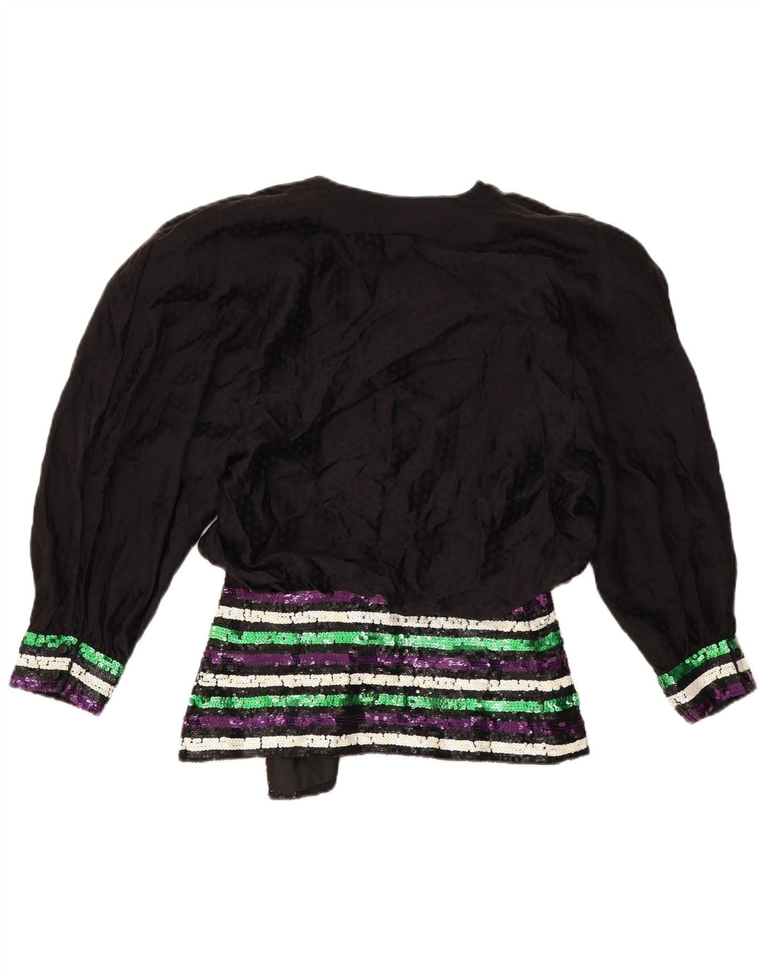 Camicetta vintage da donna con maniche a 3/4 Top IT 44 Seta floreale nera media