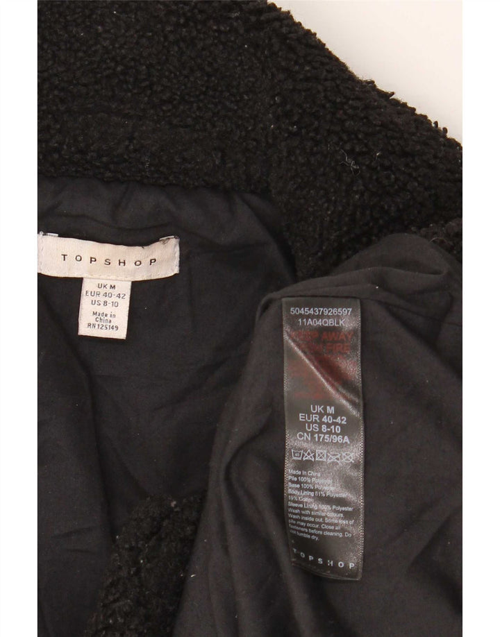Topshop Bomber oversize in pile da donna UK 14 poliestere nero medio