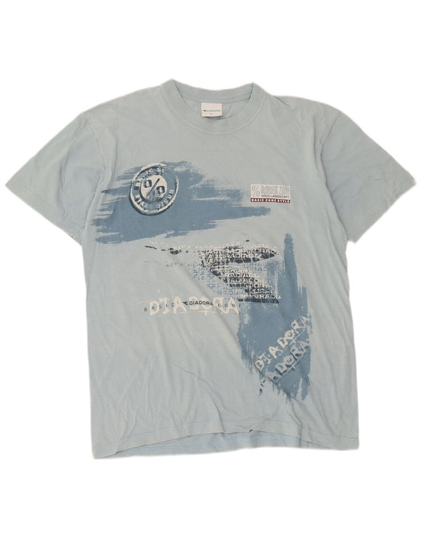 T-shirt grafica da uomo Diadora Top Large in cotone blu