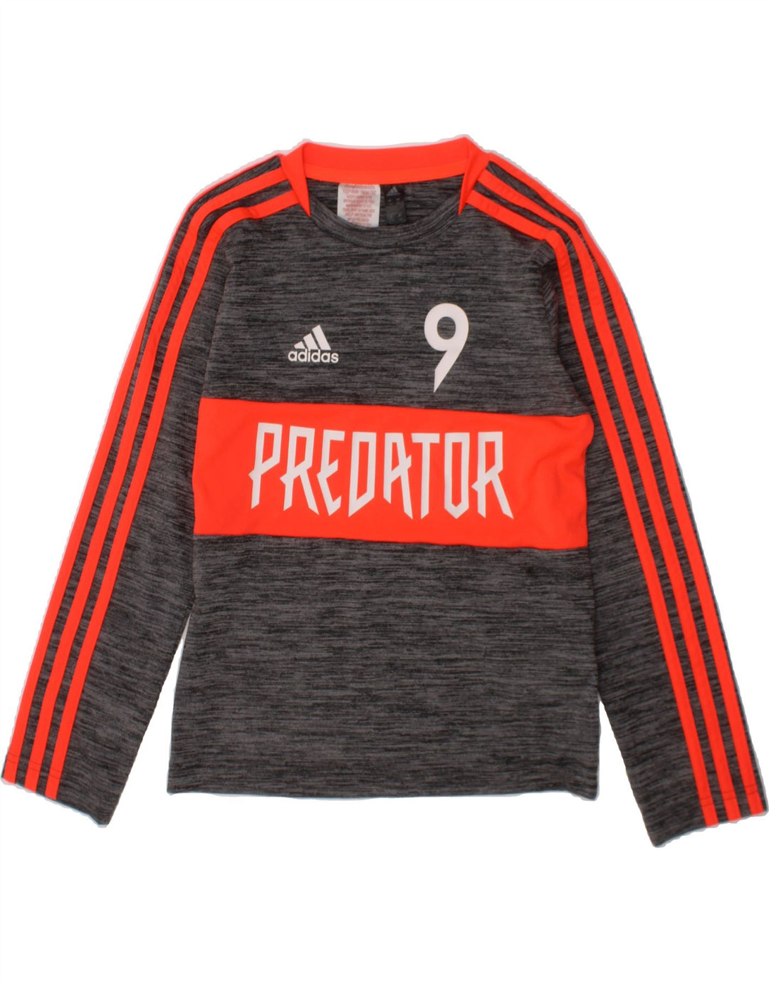 ADIDAS Boys Graphic Top Long Sleeve 7-8 Years Grey Colourblock Polyester Vintage Adidas and Second-Hand Adidas from Messina Hembry 