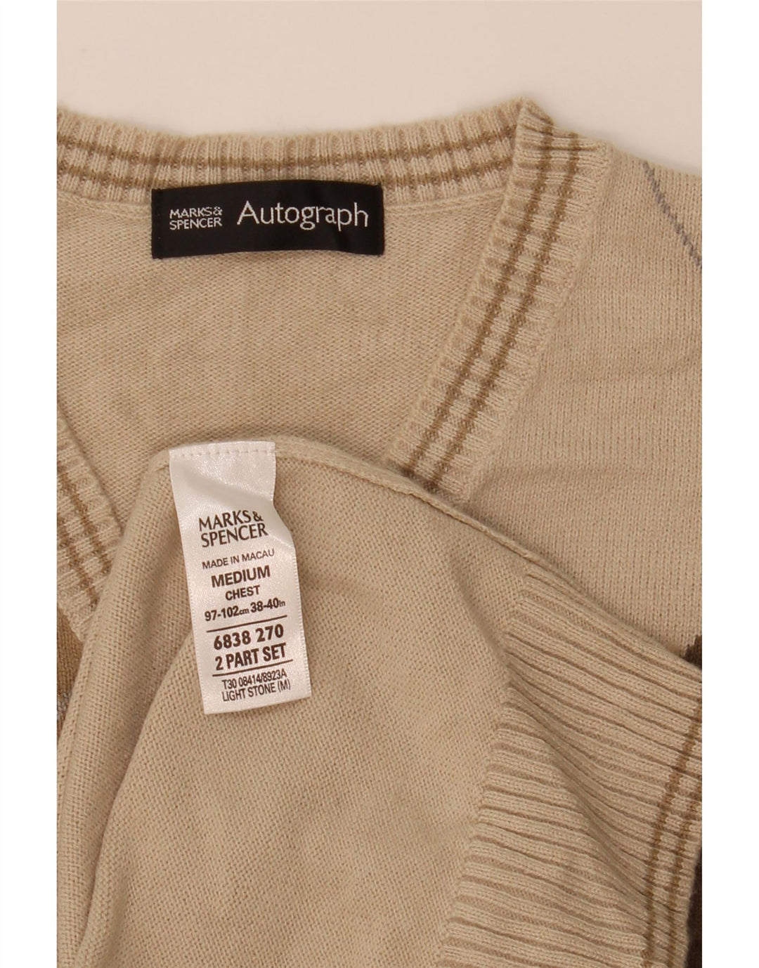 Canotta da uomo Marks & Spencer Autograph Canotta media beige a rombi/diamante