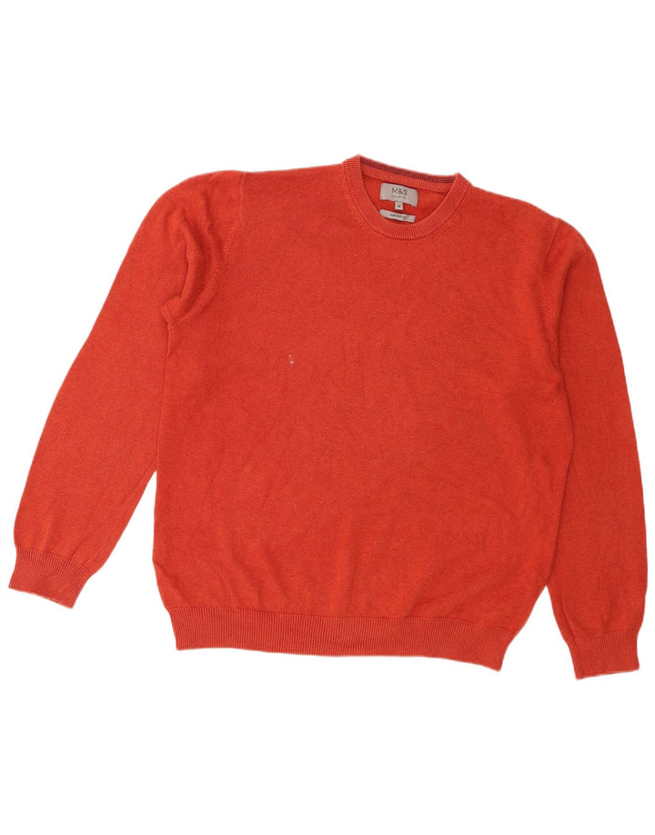 Maglione maglione girocollo da uomo Marks & Spencer in cotone arancione medio