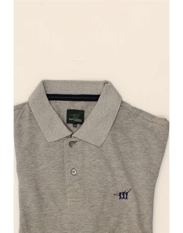 HENRY COTTONS Mens Polo Shirt 2XL Grey Cotton Vintage Henry Cottons and Second-Hand Henry Cottons from Messina Hembry 