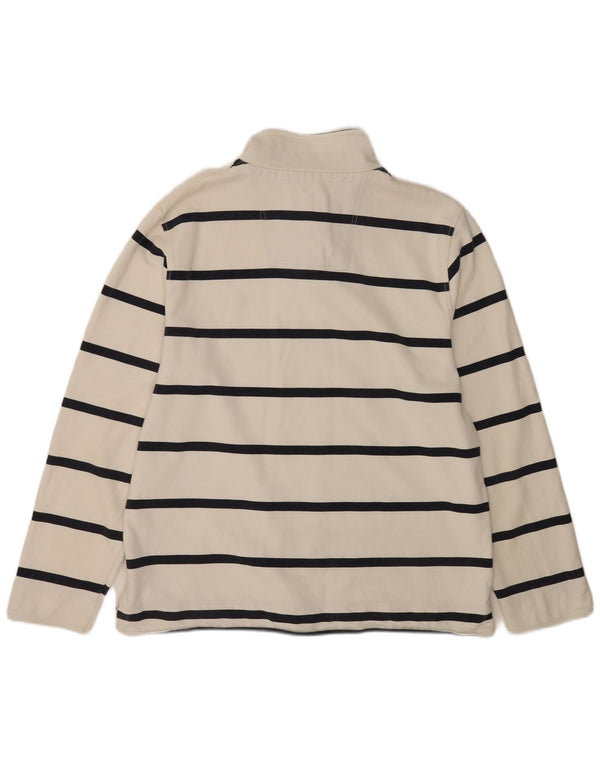 Crew Clothing Felpa con collo con zip da uomo Maglione 2XL Cotone a righe bianche