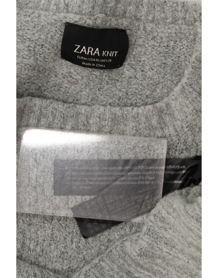 Maglione girocollo oversize da donna Zara UK 14 Acrilico grigio medio