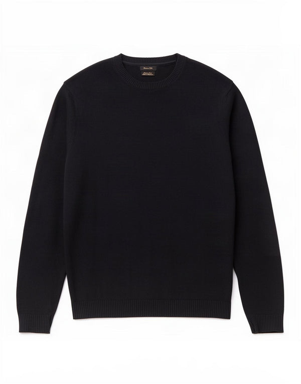 Maglione maglione girocollo da uomo Massimo Dutti grande cotone blu navy