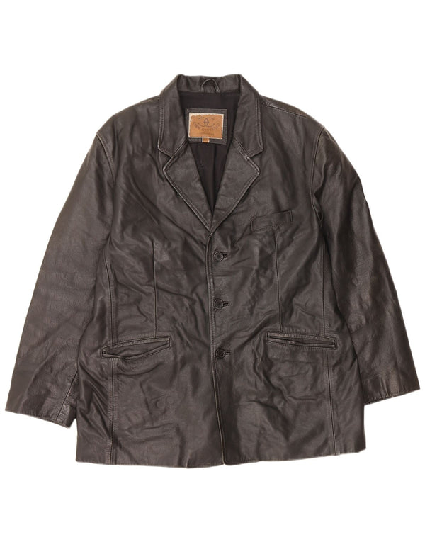Giacca in pelle vintage da uomo UK 44 2XL Pelle nera