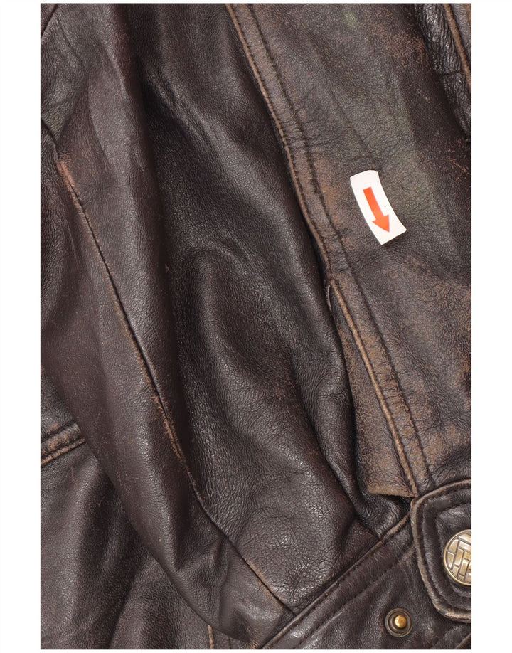 Giacca in pelle vintage da uomo UK 44 2XL Pelle nera