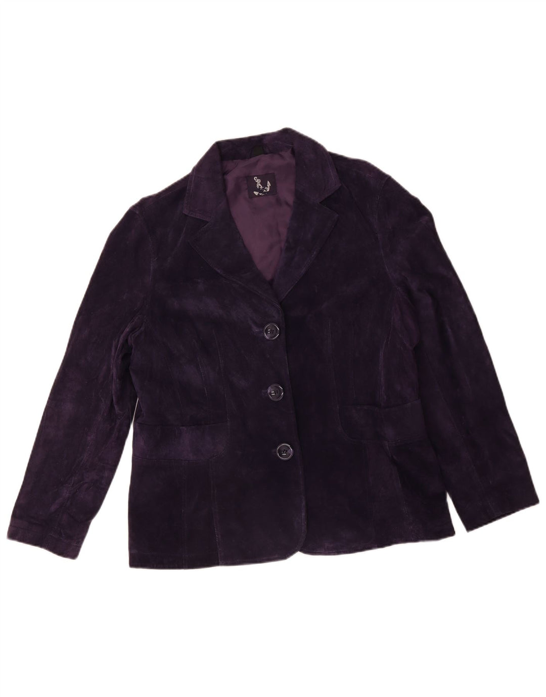 Giacca blazer in pelle scamosciata da donna a 3 bottoni TCM UK 20 2XL in pelle viola