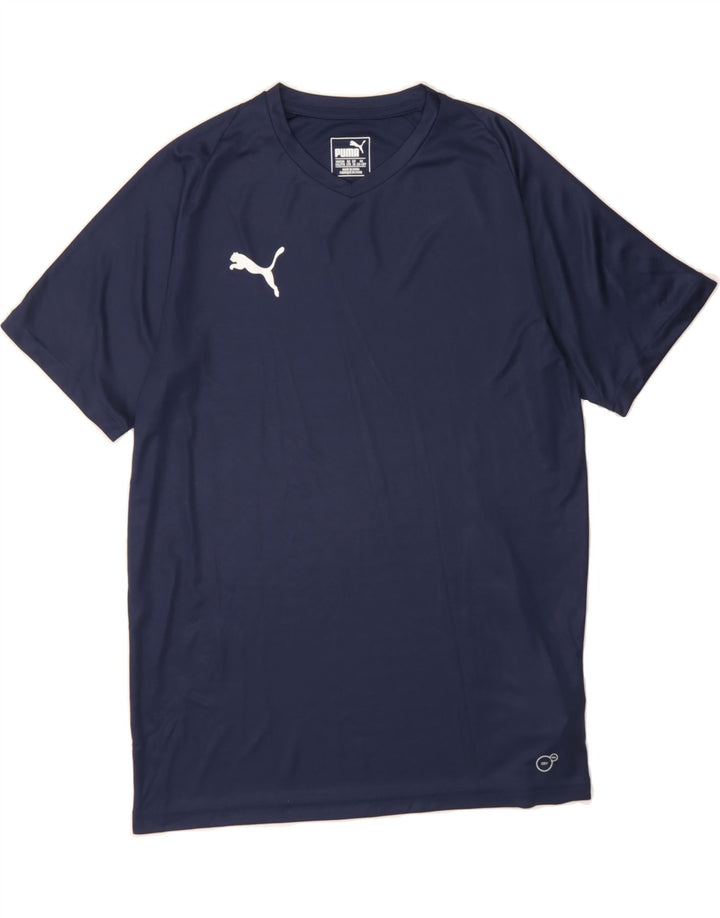 PUMA Boys T-Shirt Top 15-16 Years Navy Blue Polyester Vintage Puma and Second-Hand Puma from Messina Hembry 
