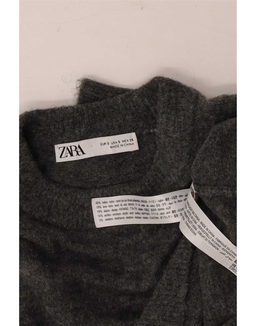 Maglione maglione oversize con scollo a barca da donna Zara UK 10 piccolo nylon grigio