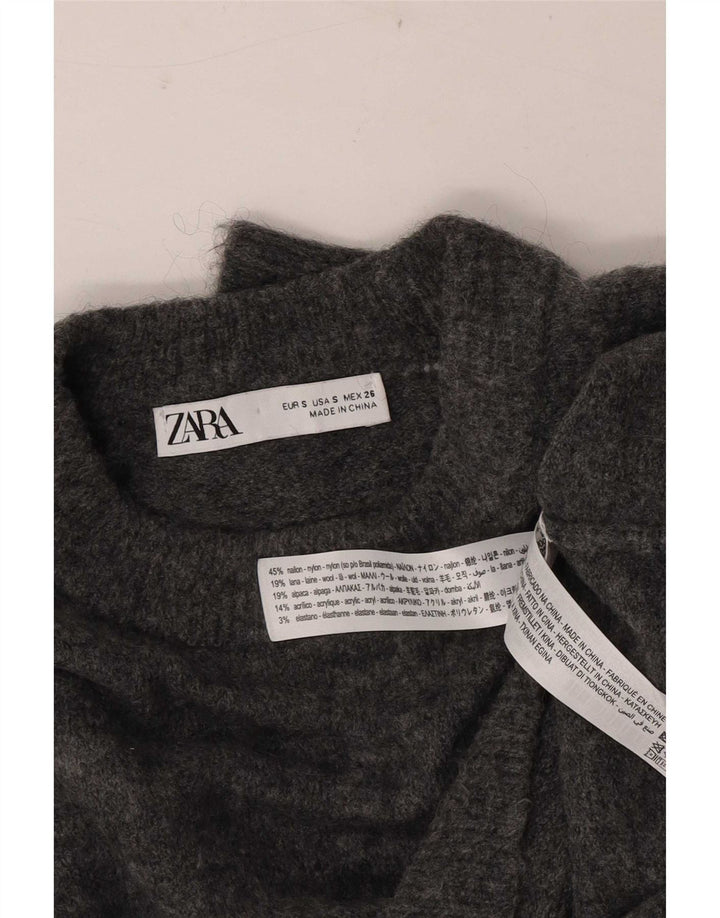 Maglione maglione oversize con scollo a barca da donna Zara UK 10 piccolo nylon grigio
