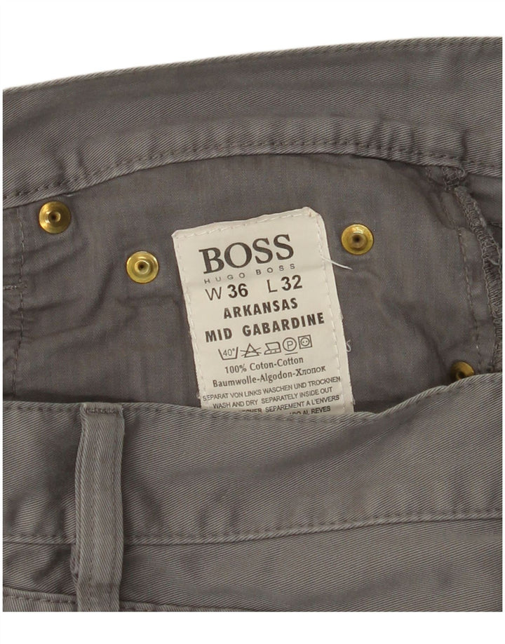 Pantaloni casual dritti da uomo HUGO BOSS Arkansas W36 L32 in cotone grigio