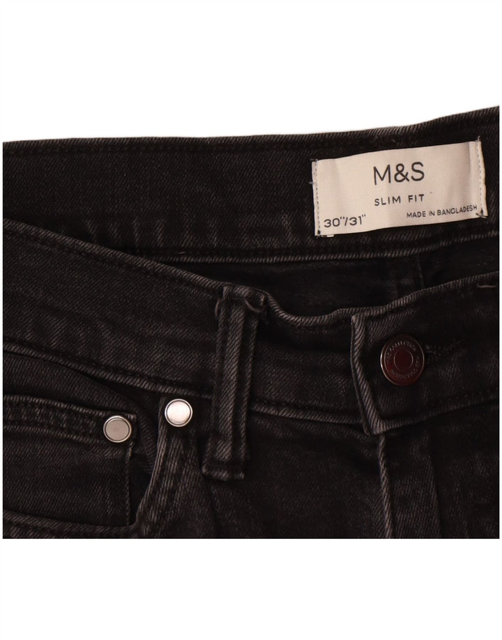 Jeans slim da uomo Marks & Spencer W30 L28 cotone nero