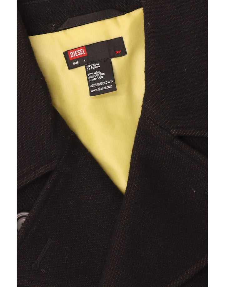 Cappotto doppiopetto da uomo Diesel UK 40 grande lana nera