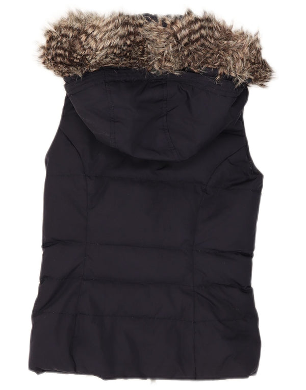 Tommy Hilfiger Womens Hooded Padded Gilet UK 2 2XS Navy Blue Polyester