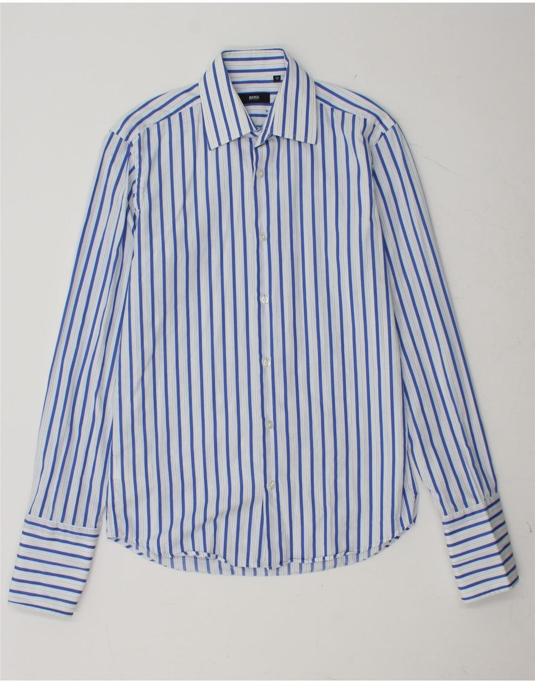 Camicia formale da uomo HUGO BOSS taglia 38 15 cotone a righe blu medio