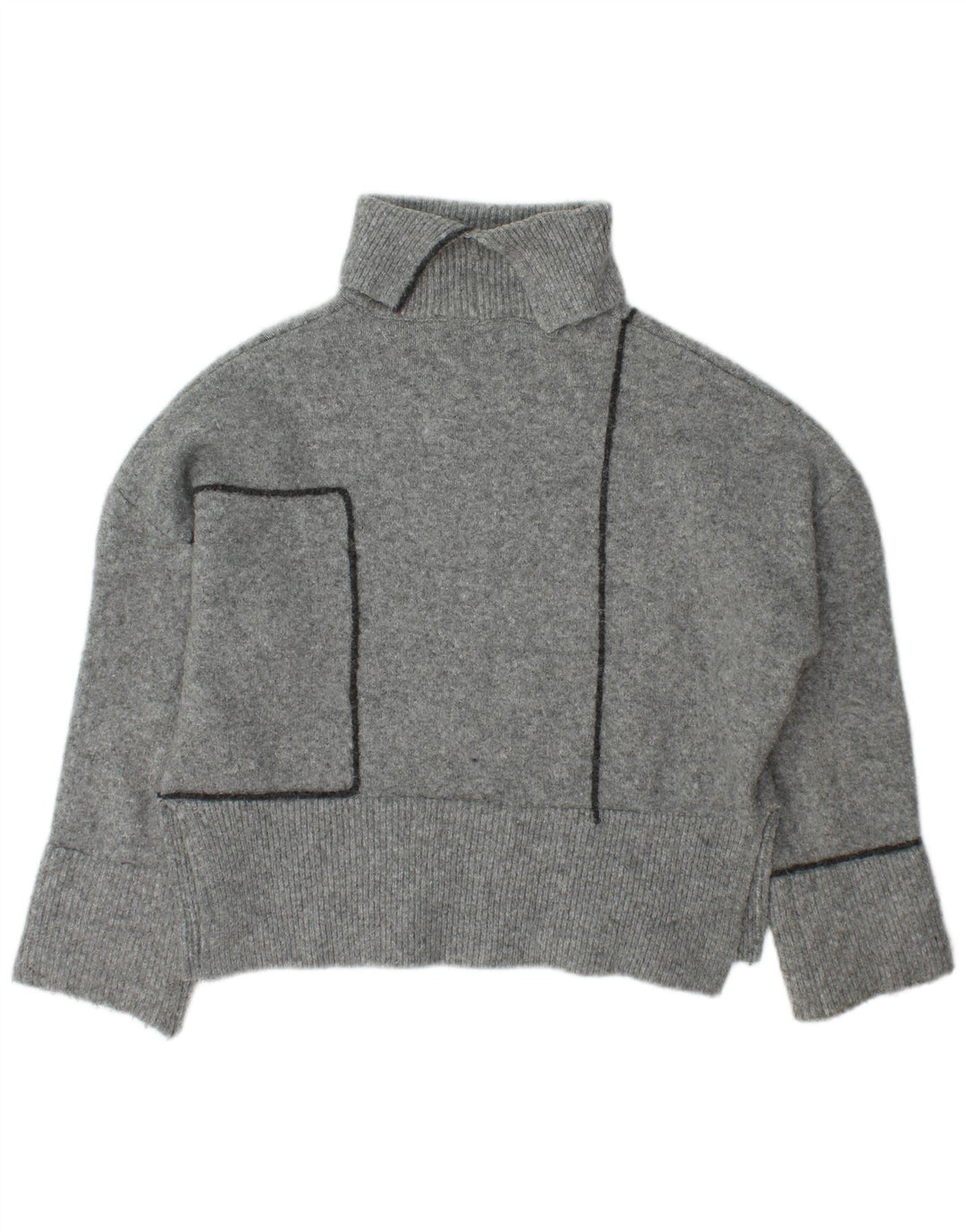 Maglione maglione oversize con collo alto da donna Zara UK 10 piccolo acrilico grigio
