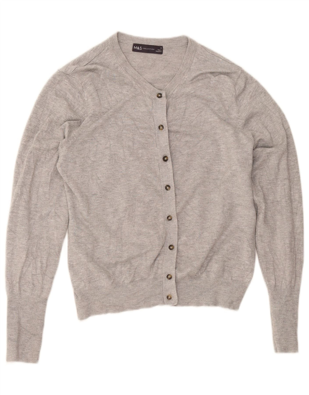 Maglione cardigan corto da donna Marks & Spencer UK 14 Grigio medio chiazzato
