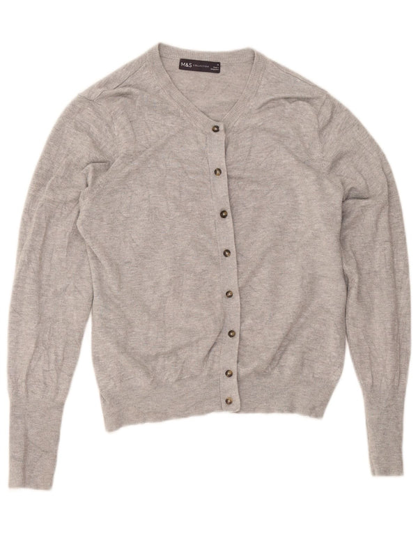 Maglione cardigan corto da donna Marks & Spencer UK 14 Grigio medio chiazzato