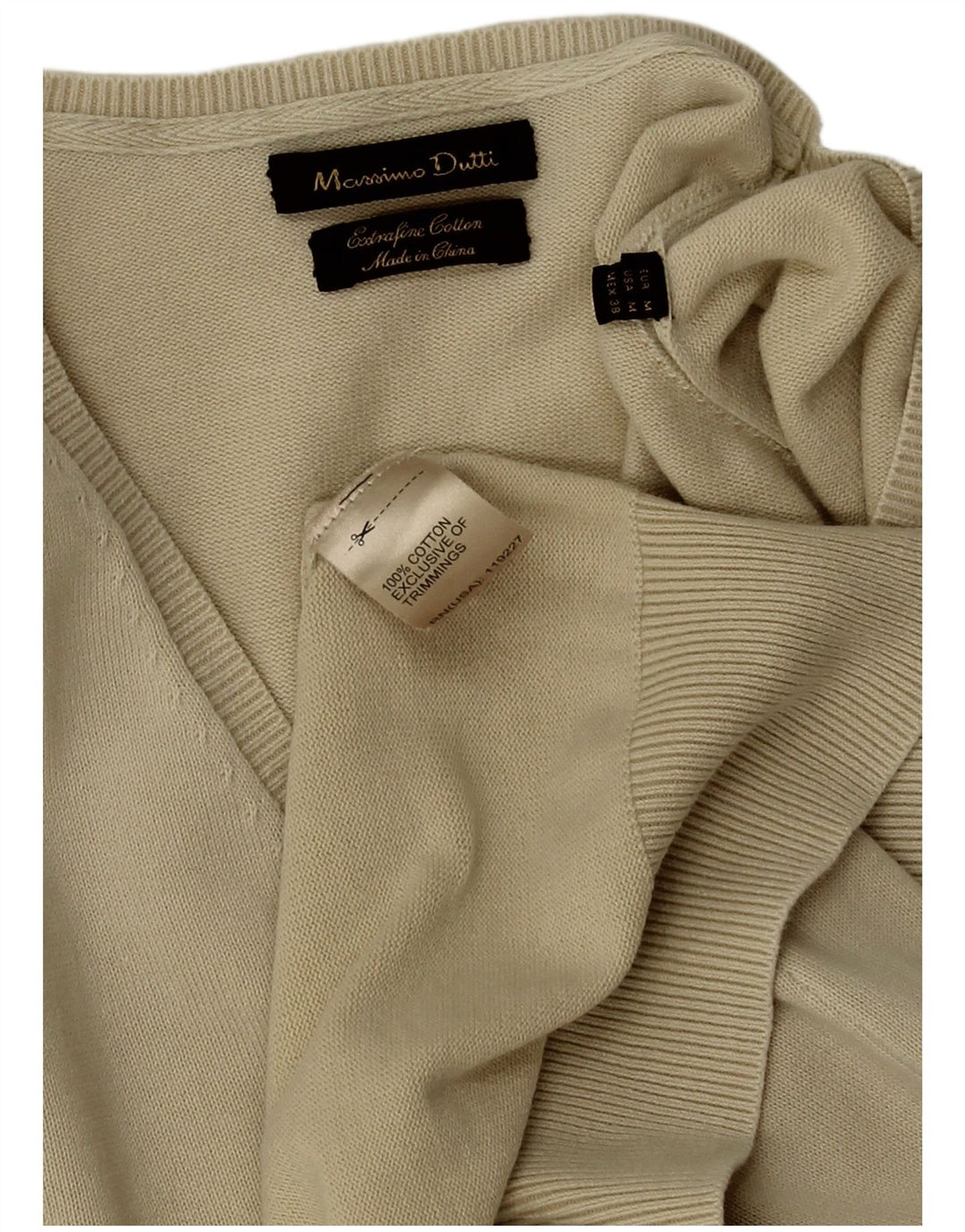 Maglione da uomo con scollo a V Massimo Dutti in cotone beige medio