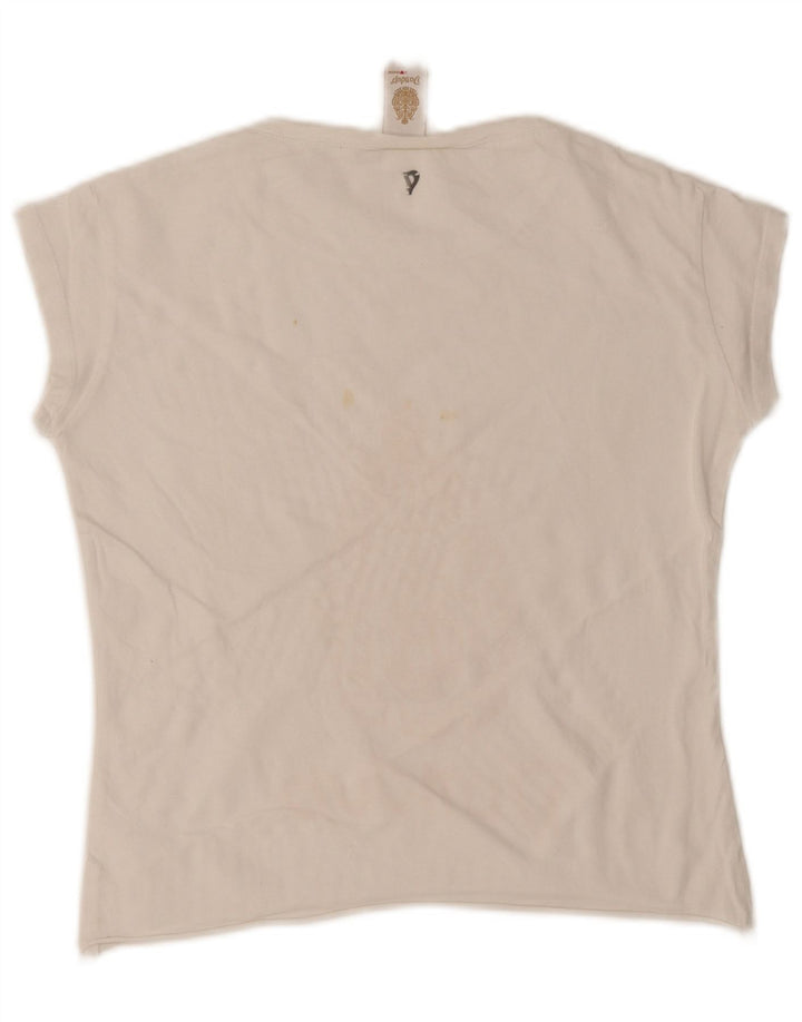 Dondup T-shirt grafica corta da donna Top UK 12 Medium White
