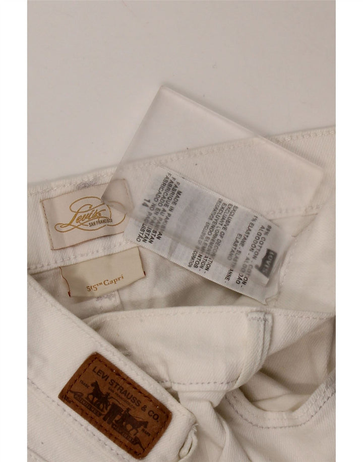 LEVI'S Donna 515 Capri Jeans US 14 Large W36 L20 Cotone bianco