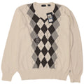 Maglione da uomo con scollo a V Izod XL bianco a rombi/cotone diamante