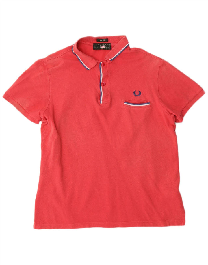 Polo da uomo slim fit Fred Perry in cotone rosso medio