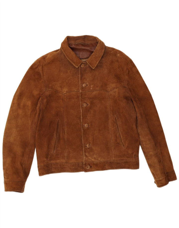 Giacca vintage in pelle scamosciata da uomo UK 38 Marrone medio
